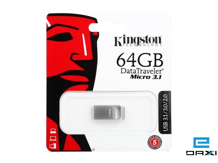 USB მეხსიერება, Kingston 64GB DTMC3/64, Type-A ultra-compact drive 64GB DTMicro USB 3.1/3.0
