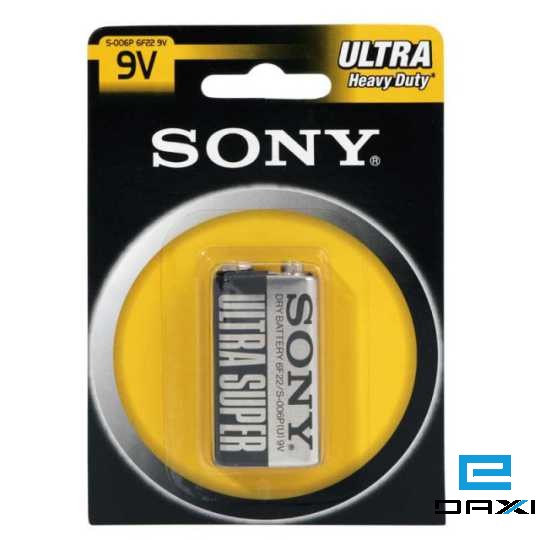 ელემენტი SONY, S006PB1A, 6F22, ZINC CARBON BATTERY 9V 1-pc Blister pack 118691