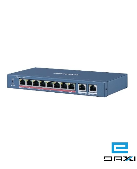 არამართვადი POE სვიჩი 8 Port, Hikvision DS-3E0310HP-E) 8 × 10/100 Mbps PoE ports, 2 × Gigabit combos