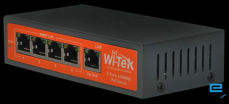 არამართვადი სვიჩი, WI-TEK, 5-Port 24V 100Mbps PoE Switch with 4-Port PoE 72 W, WI-PS105-24V