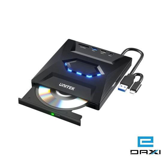 External Optical Drive with USB Hub 5-in-1, T1037A01, UNITEK ,SD Card Reader