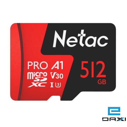 Micro SD 512GB NT02P500PRO-512G-S, NETAC P500 Extreme Pro MicroSDXC V30/A1/C10 up to 100MB/s, retail pack card only