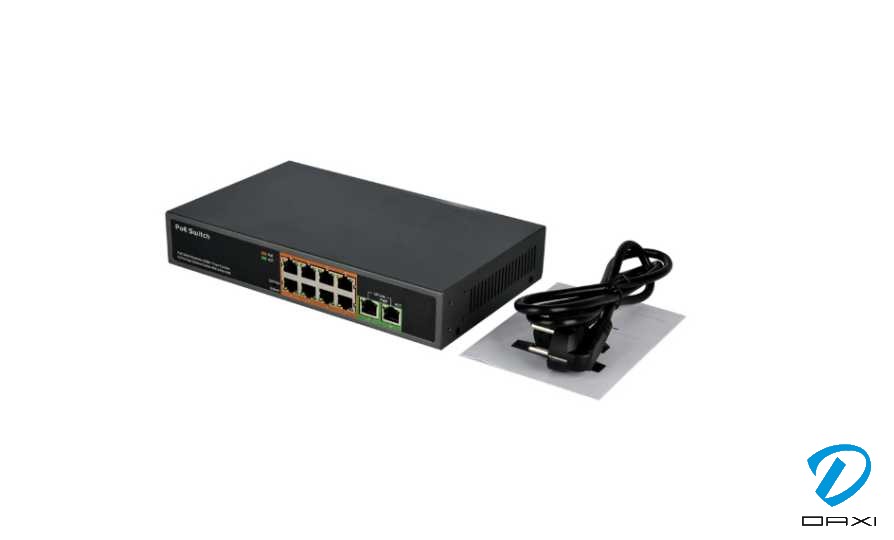 არამართვადი სვიჩი, VDD-X208PI, 10 Ports switch with 8 Ports PoE, 100Mbit each Port