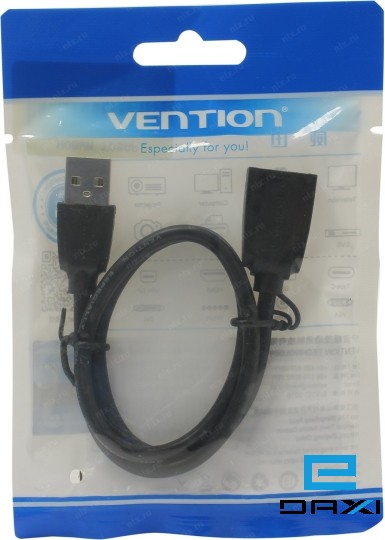 USB დამაგრძელებელი, 0.5M Black, 2,0, VAS-A44-B050, VENTION VAS-A44-B050