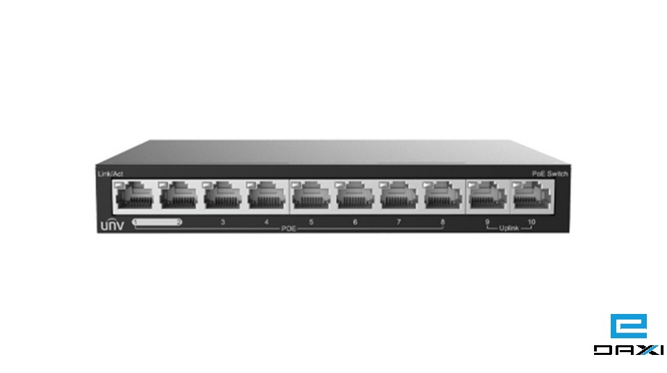 არამართვადი სვიჩი 8 Port PoE - UNIVIEW NSW2020-10T-POE-IN, 8x100 მბ/წმ PoE (at/af) პორტი, 2x100 მბ/წმ