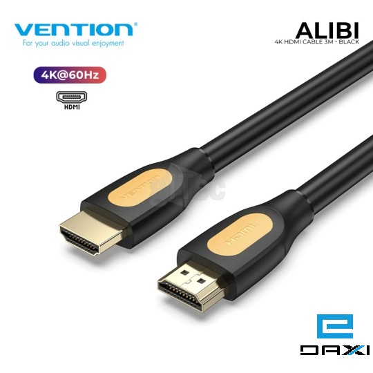HDMI კაბელი 4K 3M, ALIBI VENTION HDMI-A Male to Male PVC Type (Black)