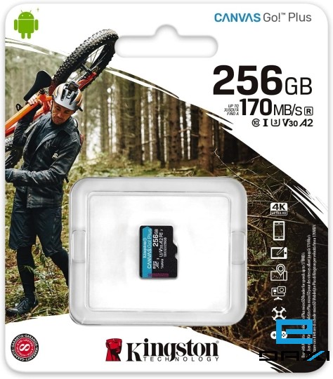 მეხსიერების ბარათი microSDXC 256GB, Kingston SDCG3/256GBSP, Canvas Go Plus 170R A2 U3 V30 Single Pack w/o ADP