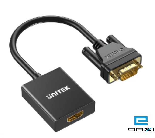 UNITEK, VGA to HDMI Adapter with Audio & Power Port, V1112ABK01