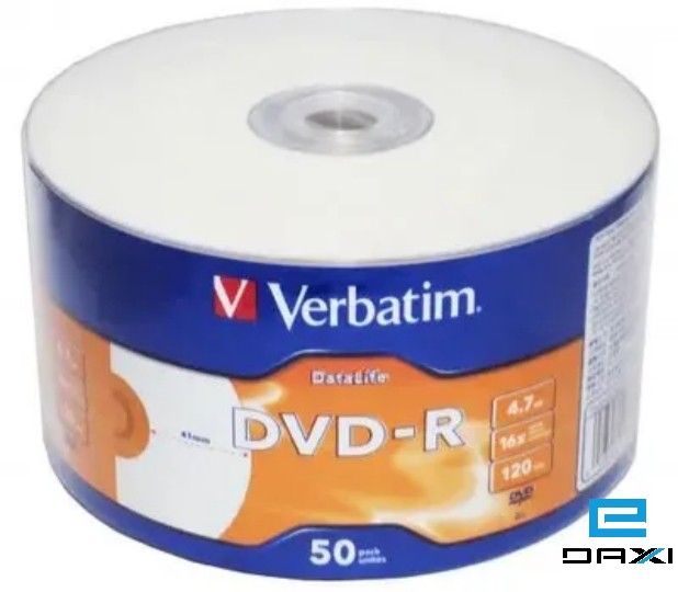 კომპაკტ დისკი, Verbatim, DVD-R, 4.7GB 16x Wrap Matt Silver, 43791
