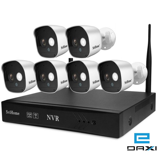 სამეთვალყურეო კამერების კომპლექტი, 6CH, NVS002-6UO, Srihome, white 3.6mm