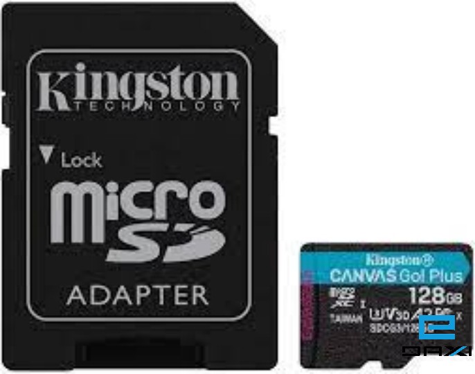 მეხსიერების ბარათი გადამყვანით 128GB, Kingston SDCG3/128GB, microSD Go Plus 170R V30