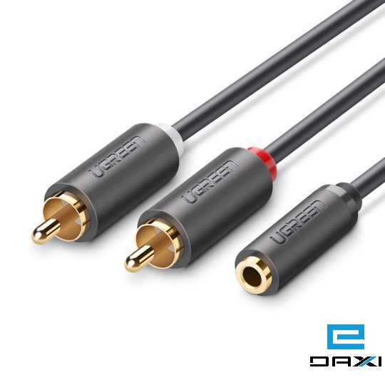 აუდიო კაბელი, 1M, AV102 UGREEN 3.5mm Female to 2 RCA Male Audio Cable (Gray) 10588
