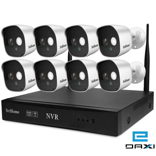 სამეთვალყურეო კამერების კომპლექტი, 8CH, NVS002-8UO, Srihome, white 3.6mm