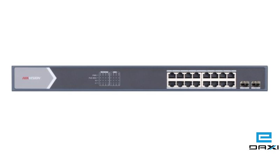 არამართვადი POE სვიჩი 16 Port, Hikvision DS-3E0518P-E/M, 16 × Gigabit PoE ports, 2 × Gigabit SFP fiber optical ports