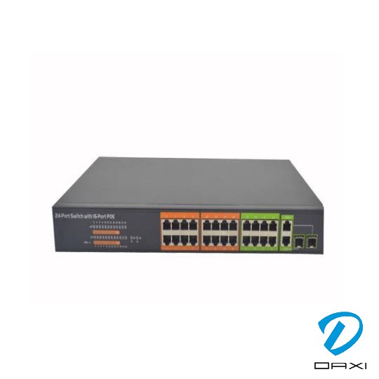 არამართვადი სვიჩი, VDD-X216PGI, 24 Port switch with 16 Port PoE, 100Mbit *16 Port