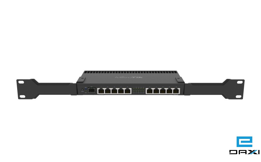 როუტერი Mikrotik RB4011iGS+RM, 10x1Gb, 1xSFP+ პორტები, IPsec შიფრაცია, 4 ბირთვიანი პროცესორი