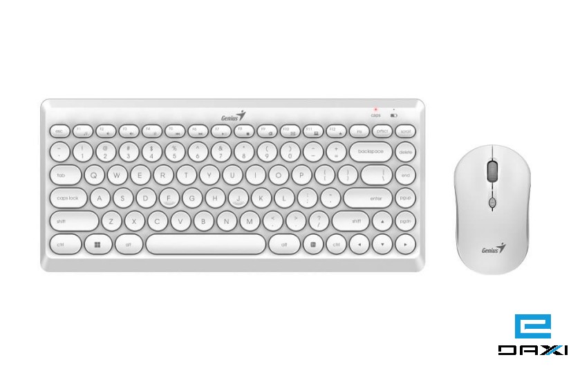 კლავიატურა, LuxeMate Q8000, RU, White, Genius Wireless Slim Keyboard + Mouse, USB