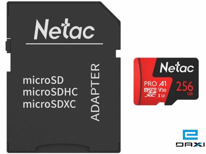 Micro SD, 256GB NT02P500PRO-256G-R,NETAC P500 Extreme Pro MicroSDXC 256GB V30/A1/C10 up to 100MB/s, retail pack wit