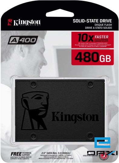 მყარი დისკი SSD 480GB, Kingston SA400S37/480GB, A400 SATA 3 2.5, 2.5 Solid State Drive, SATA III - 6Gb/s, 500 MB/s/450 MB/s 160TB
