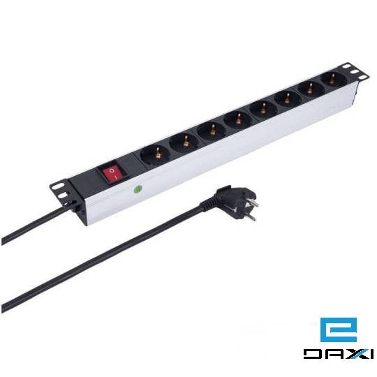 ელ. გამანაწილებელი, PDU 8 Port, 1U, 19" Power distribution unit, EU Plug For Rack