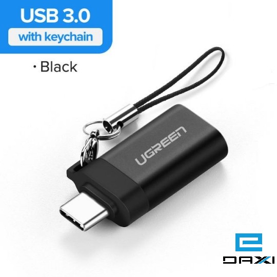 გადამყვანი, Type C to USB, UGREEN US270 (50283) USB 3.0 A Adapter Cable with Lanyard (Black)