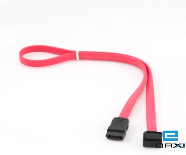 Sata Cable, CC-SATAM-DATA90-0.3M Cablexpert Serial ATA III 30cm data cable with 90 degree bent connector, bulk packing, metal clips