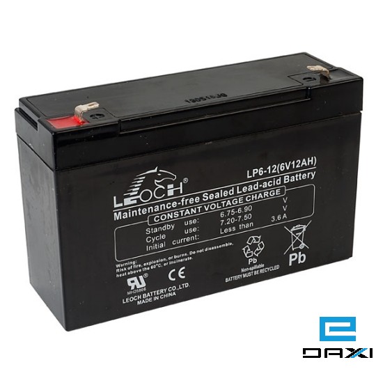 აკუმულატორი, LP6-12, 6V12AH, LEOCH Rechargable Battery