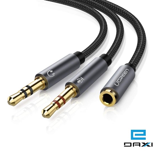 აუდიო კაბელი, AV140 UGREEN 3.5mm Female to 2 Male Audio Cable ABS Case (Black) (20898)