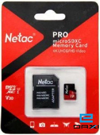 Micro SD, 64GB NT02P500PRO-064G-R, NETAC P500 Extreme Pro MicroSDXC 64GB V30/A1/C10 up to 100MB/s, retail pack wit