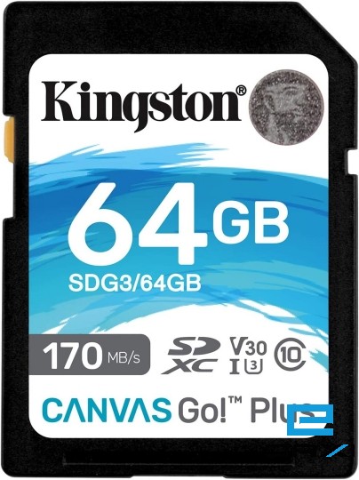 მეხსიერების ბარათი 64GB SDG3/64GB, Kingston SDXC Canvas Go Plus 170R C10 UHS-I U3 V30