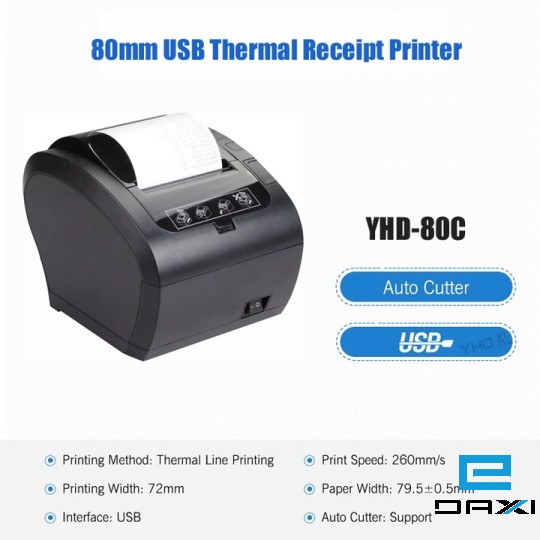 თერმული პრინტერი 80mm, YHDAA YHD-80C, USB, LAN, Thermal Printer whith auto cutter (Black)