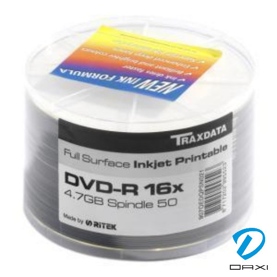 კომპაკტ დისკი, Traxdata, DVD+R16x, 4.7G Spindel 50, Silver, Printable