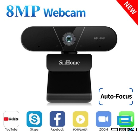 Web კამერა, 4K/8MP Webcam SriHome SH005 Black