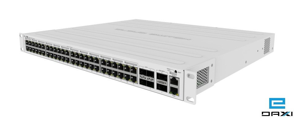 PoE სვიჩი, პასიური 48 Port PoE 24v, PoE+ at/af, Max. 800W Mikrotik CRS354-48P-4S+2Q+RM