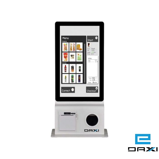 POS Terminal ZQ-ZN200, 21.5" All-in-one Self-service Touch POS Kiosks J6412 CPU, 8GB, 128GB SSD 80mm printer,2D scanner,scanning gun,stand