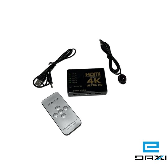 გადამყვანი, 4K HDMI 5 In 1 Out, Switch Splitter 5 Port Selector Switcher Hub IR Remote HDTV