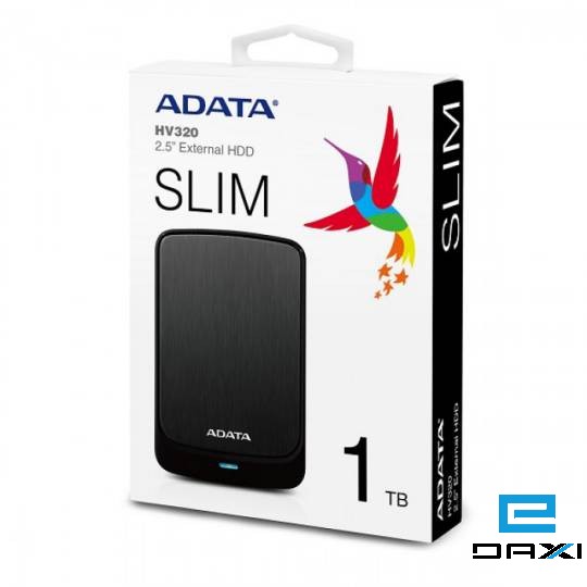მყარი დისკი USB HDD 1TB, ADATA, AHV320-1TU31-CBK, Portable HDD, ADATA HV320-1TB, USB 3.1-COLOR BOX BLACK