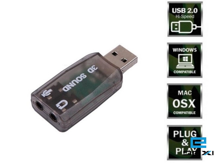 USB ხმის ადაპტერი KDUSB-SC, USB Sound Card 2 Chanel