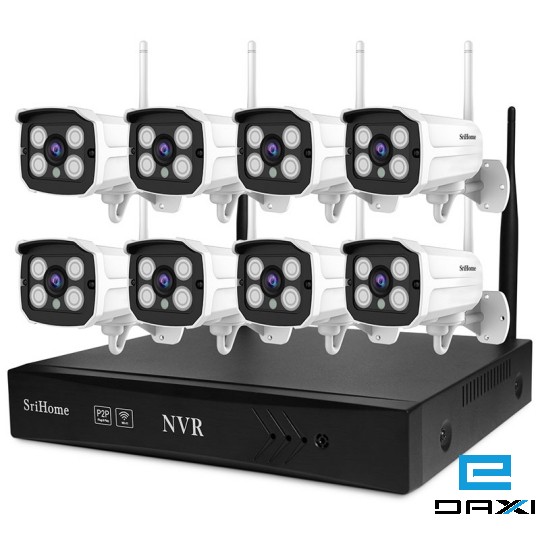 სამეთვალყურეო კამერების კომპლექტი, 8CH, NVS001-8LO, Srihome, white 3.6mm