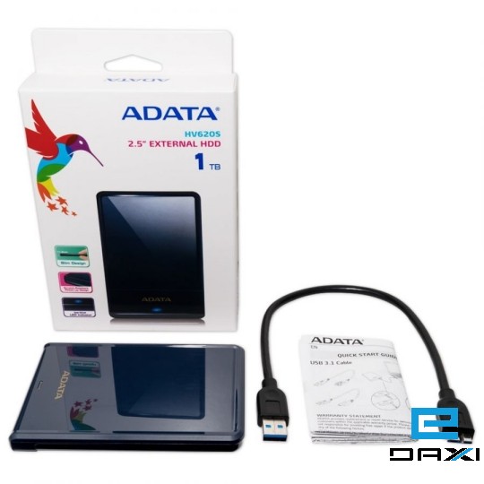 მყარი დისკი USB HDD 1TB, A-DATA, Portable HDD, HV620S-1TBUSB 3.0-COLOR BOX, AHV620S-1TU3-CBK