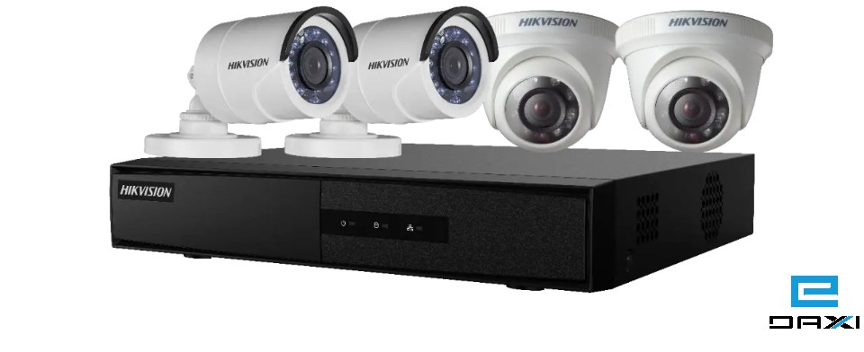 ანალოგური ვიდეო სამეთვალყურეო კამერების კომპლექტი, 4CH 1MP, Hikvision DS-J142I/7104HGHI-F1+2+2CAM