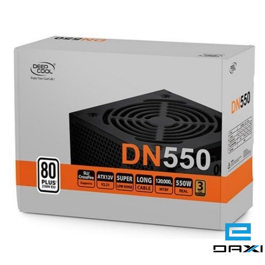 კომპიუტერის კვების ბლოკი, DN550, Deepcool, 550W rated power with 120mm fan to power your system