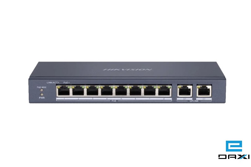 არამართვადი POE სვიჩი, 8 POE + 2 Gigabit Port, Hikvision DS-3E0310P-E/M