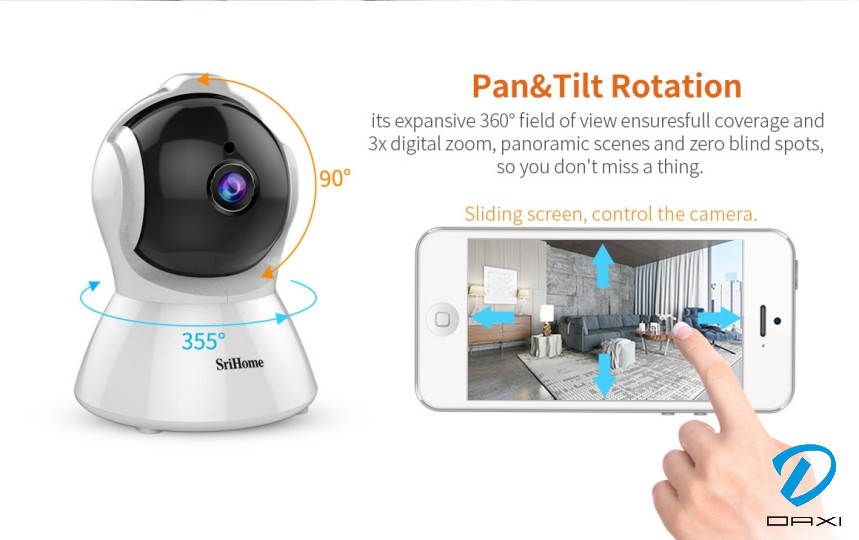 სამეთვალყურეო კამერა, SriHome SH025, 3MP, WiFi, 3.6mm, White, Indoor