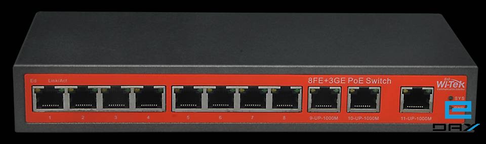 არამართვადი სვიჩი, WI-TEK, 8GE+3GE Ports Switch with 8-Port 24V PoE 120W