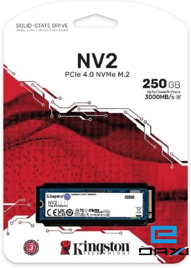 მყარი დისკი M.2 SSD 250G, Kingston SNV2S/250G, NV2 2280 PCIe 4.0 NVMe SSD