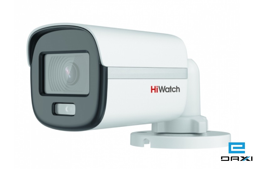 სამეთვალყურეო კამერა, 2MP 2.8mm, HDTVI, Hiwatch DS-T200L(B), Bullet, ColorVu, Fix, Mic, WL20m, IP67