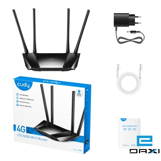 როუტერი WiFi 4G LTE Router Cudy LT400, Cat.4 N300 EU Plug
