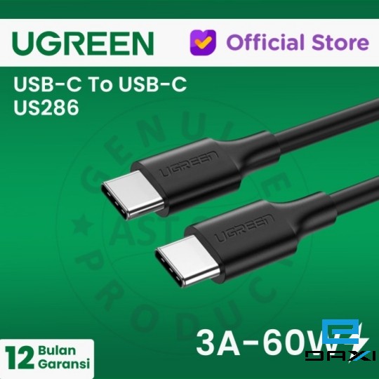 USB კაბელი US286 Ugreen USB-C to USB-C 2.0 Data Cable 3A 50997