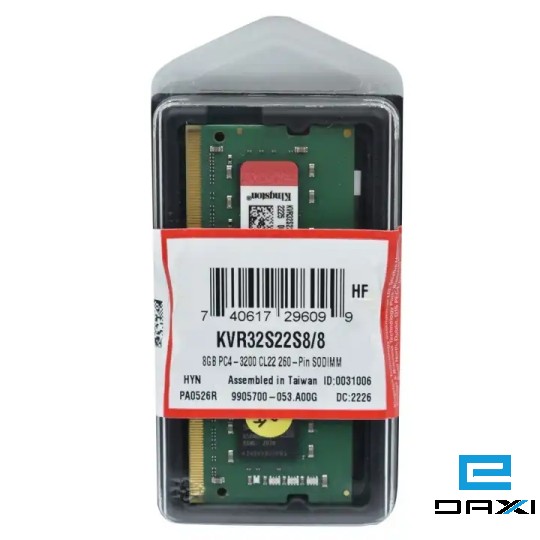 ოპერატიული მეხსიერება 8GB 3200MHz DDR4 KVR32S22S8/8 Kingston SO-DIMM